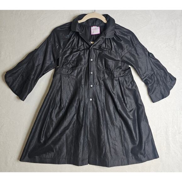 Fumbin Foe SzM Dark Gray Metalic Victorian Style Jacket Blazer flared pleated